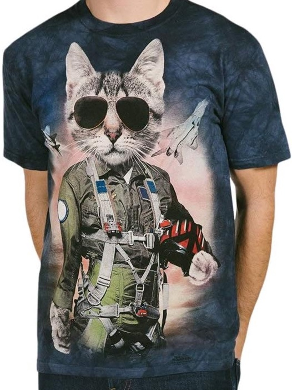 The Mountain Navy Cat Pilot Graphic Short Sleeve Tee